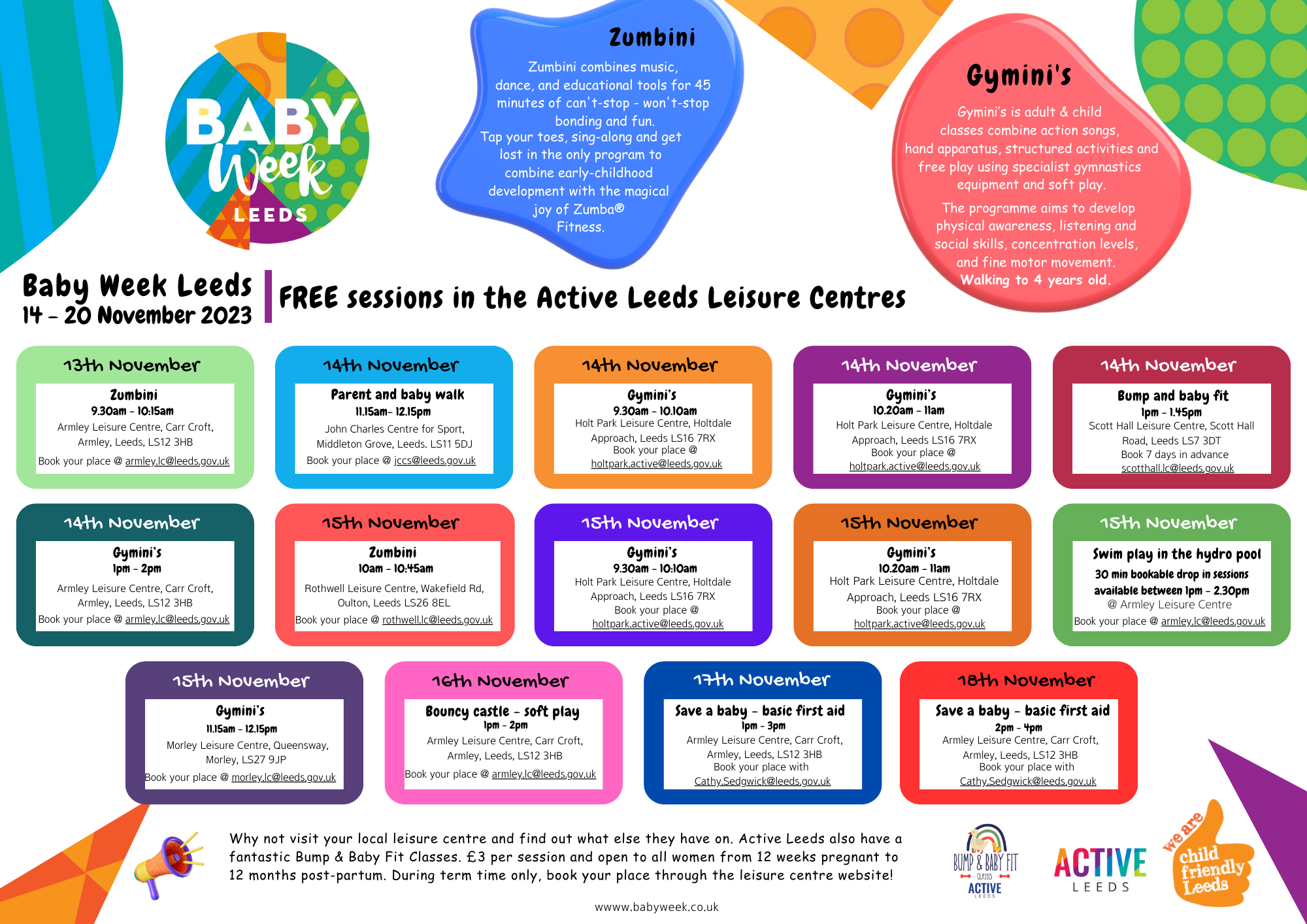 active leeds free family sessions baby week